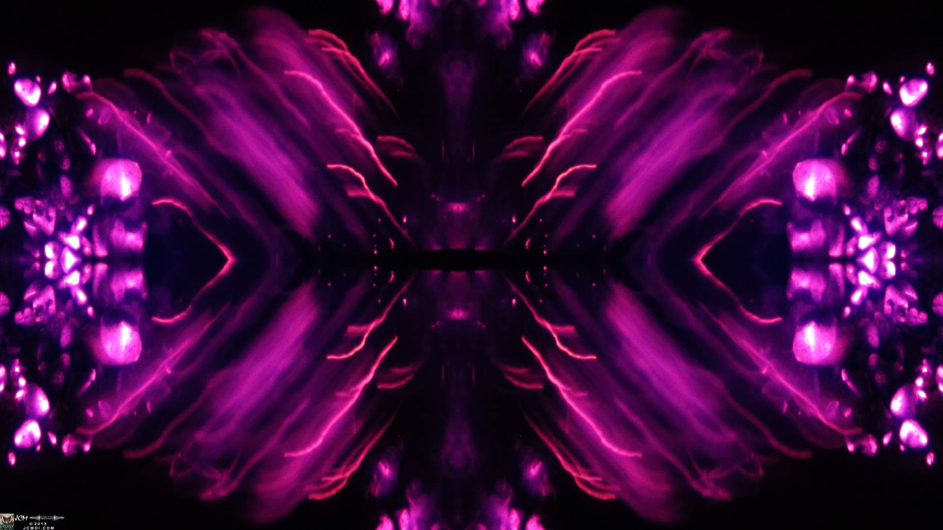 Quadroscopic art made from a still image � Fireplace coals and firefall